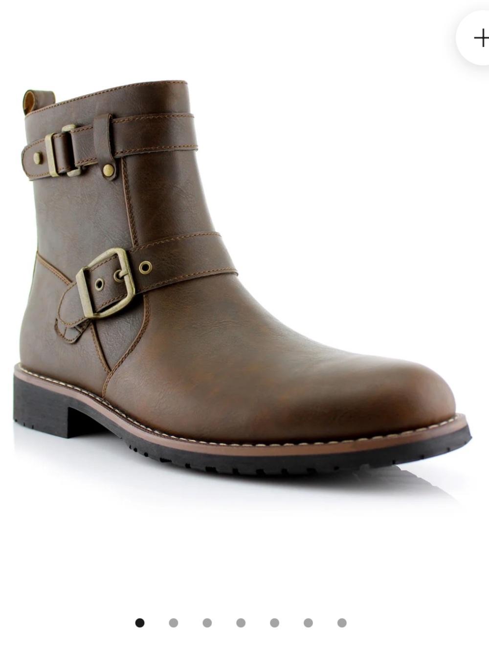 Men's Brown Buckle Ankle Boots - Casual Leather-Look POLAR FOX